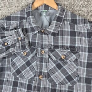 Stio Mens Hutkeeper Heavyweight XL Gray Plaid Flannel Button Shirt Long Sleeve